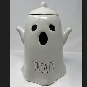 RAE DUNN Halloween Ghost Treats Cookie Jar